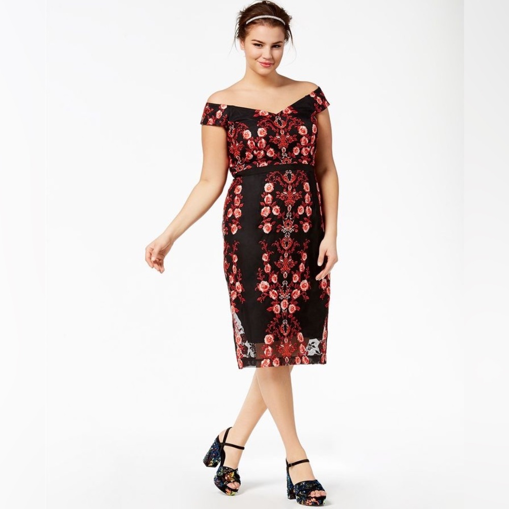 Embroidered Off the Shoulder Dress